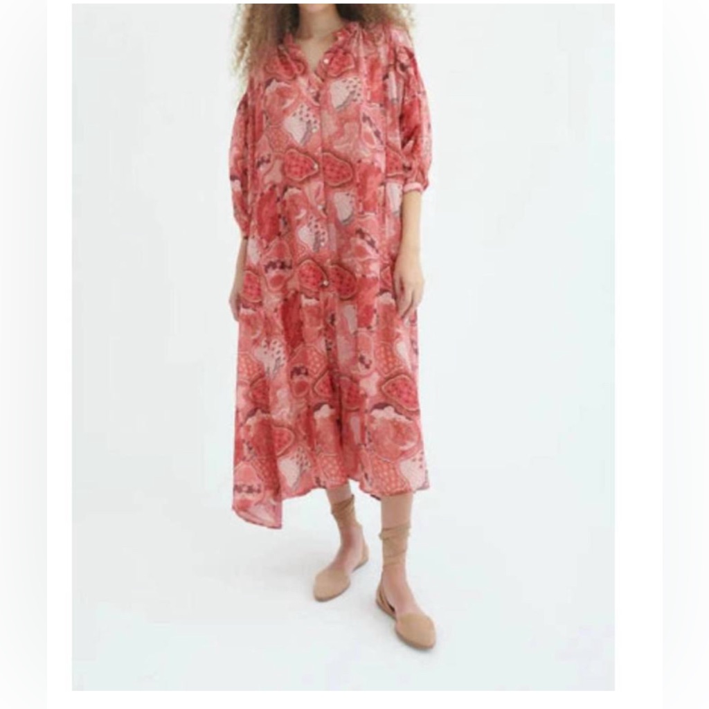 Chufy Ziggy Maxi Dress In Soumy Pink Silk Blend No Belt Bohemian Resortwear